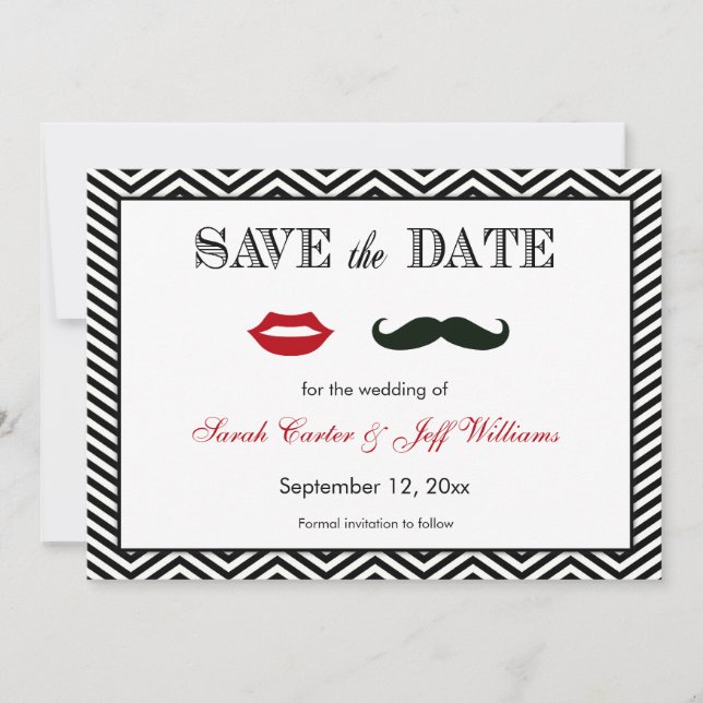 Mustache y Lips Chevron Guardar las tarjetas de fe (Anverso)