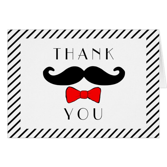 Mustache y Red Bowtie Gracias Nota (Anverso (Horizontal))