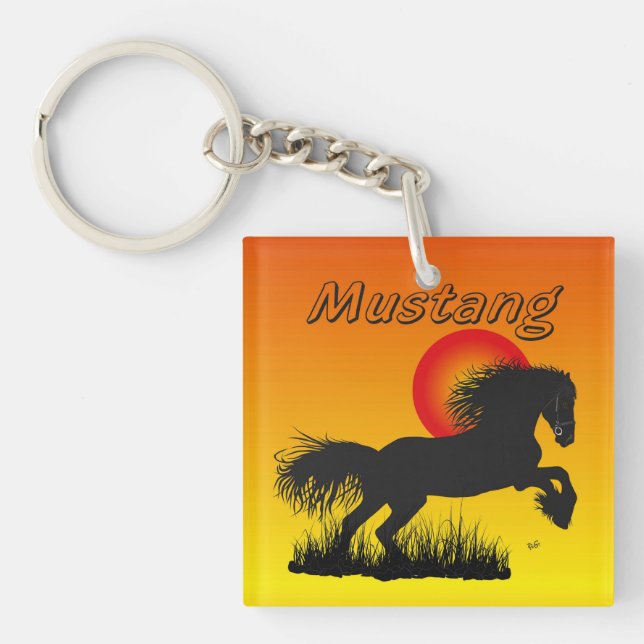 Mustang para amante de caballo llavero (Frente)