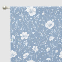 Muted Blue And White Wildflower Pattern