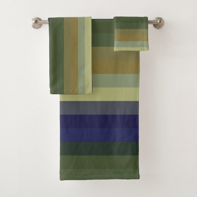 Muted Sage Blues & Olive Green Stripes  (In situ)