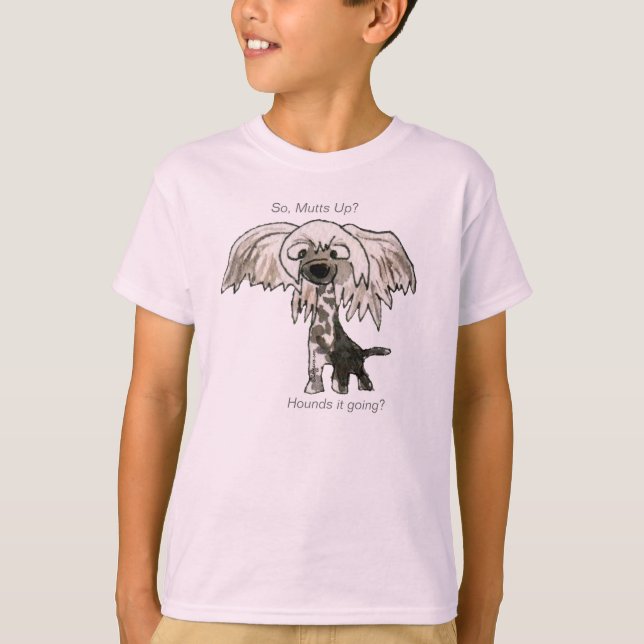 ¿Mutts Up? Creste Caricatura China Camiseta para n (Anverso)