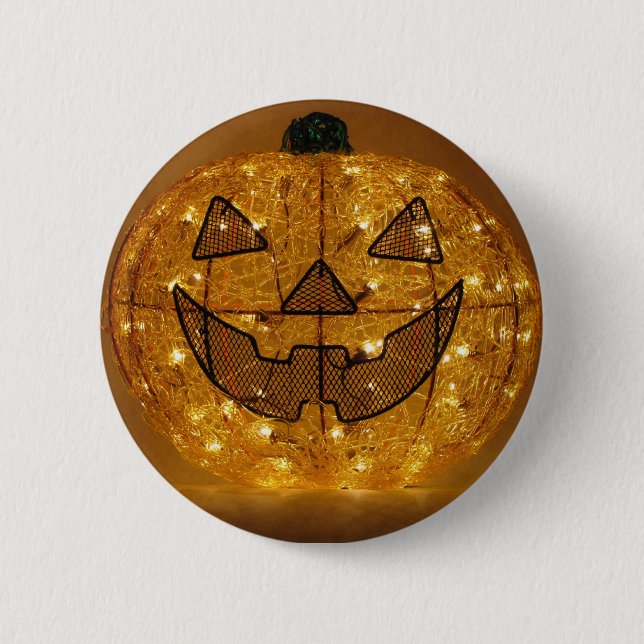 Muy asustado botón de calabaza de Halloween (Anverso)