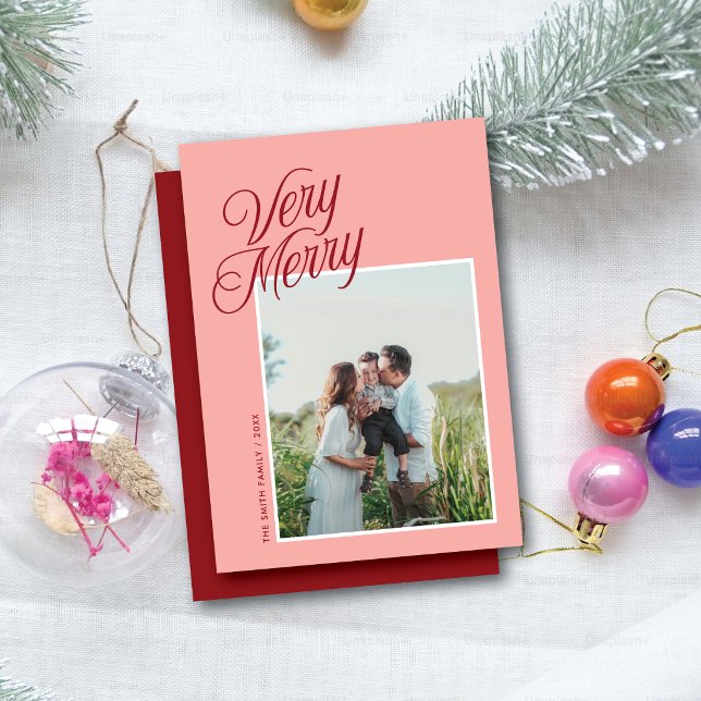 Muy Feliz Navidad Elegante Script Una Foto Rosa (Subido por el creador)