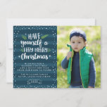 Muy Feliz Navidad | Tarjeta fotográfica de franjas<br><div class="desc">Muestra el espíritu de tus Navidades con una elegante tarjeta fotográfica de la marina "Muy Feliz Navidad". La tarjeta fotográfica de festividad incluye fondo de rayas marinas, borde de nieve, tipografía divertida, año y marcador de posición fotográfica. Cambie el estilo de letra, la forma de la tarjeta y más para...</div>