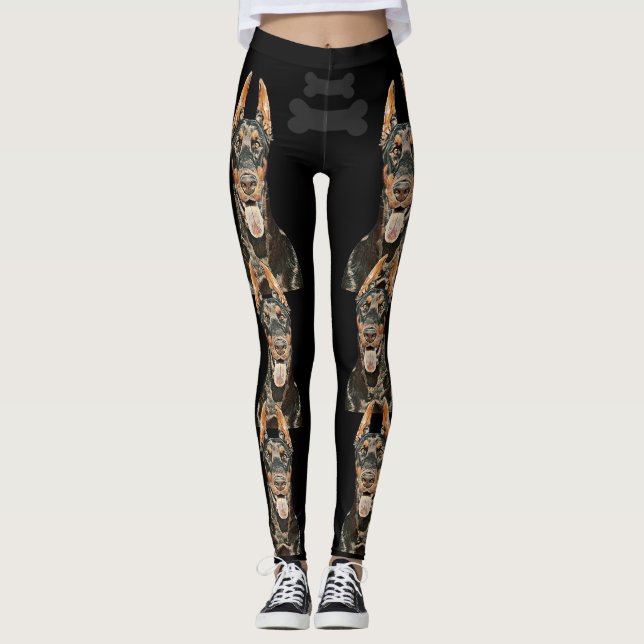 Muy Guay Black Doberman Pinscher Leggings (Anverso)