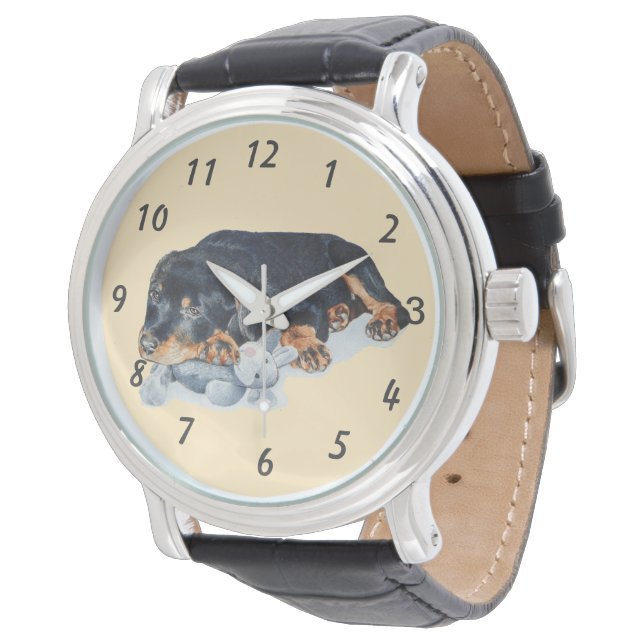 muy lindo rottweiler cachorro perro reloj (Angular)