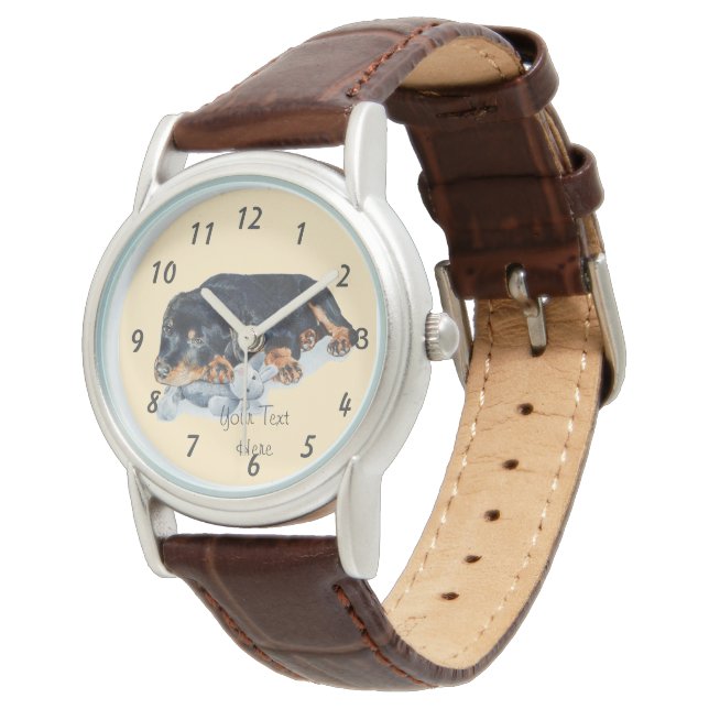 muy lindo rottweiler cachorro perro reloj (Angular)