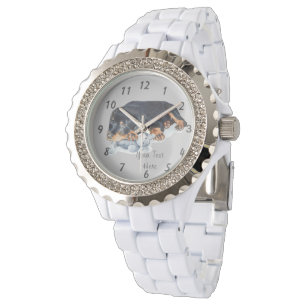 muy lindo rottweiler cachorro perro reloj