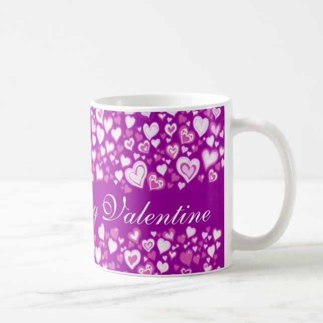 "My Darling Valentine" corazones púrpura taza rosa (Derecha)