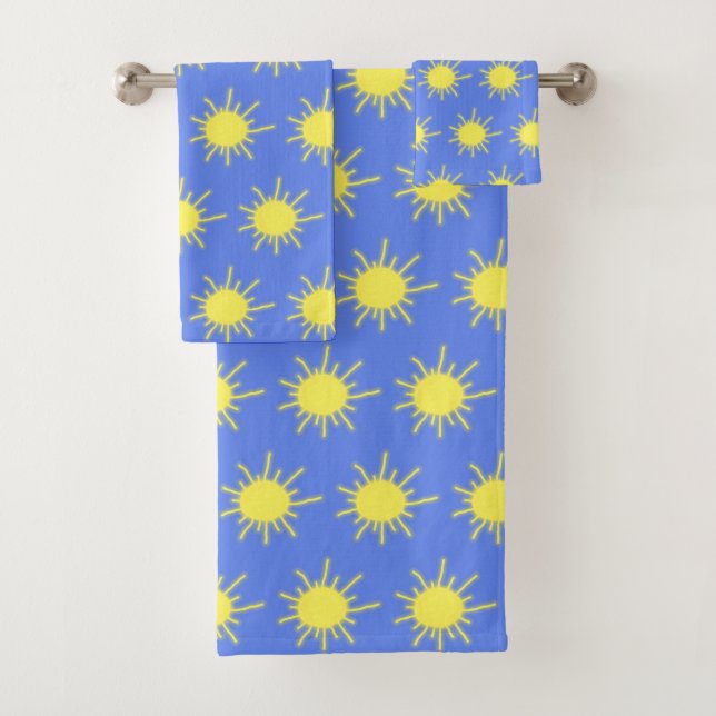 My Sunshine Bath Towels (Sky Blue & Yellow) (In situ)