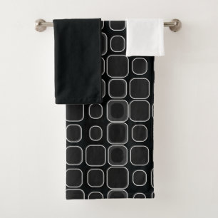 Mydeas Cuadrados retro de contorno en blanco y n