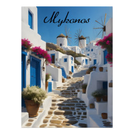 Mykonos Greece Travel Poster