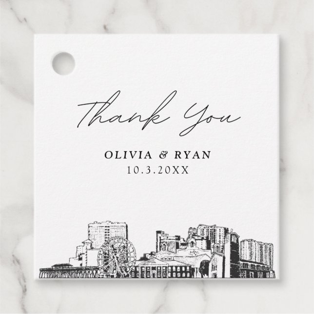 Myrtle Beach Landmarks Wedding Favor Etiqueta (Anverso)
