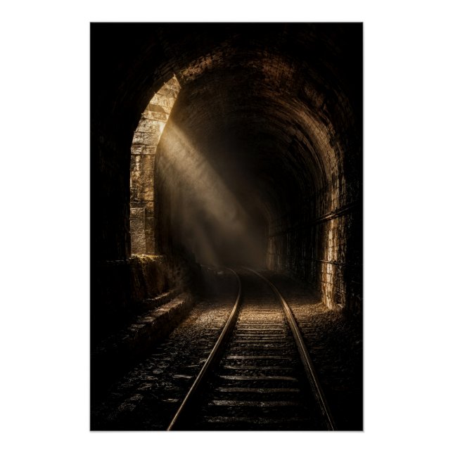 Mysterious Abandoned Railway Tunnel Light Poster (Anverso)