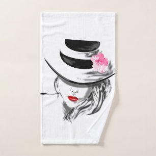 Mysteryous Lady Bath Towel Set Red Lips