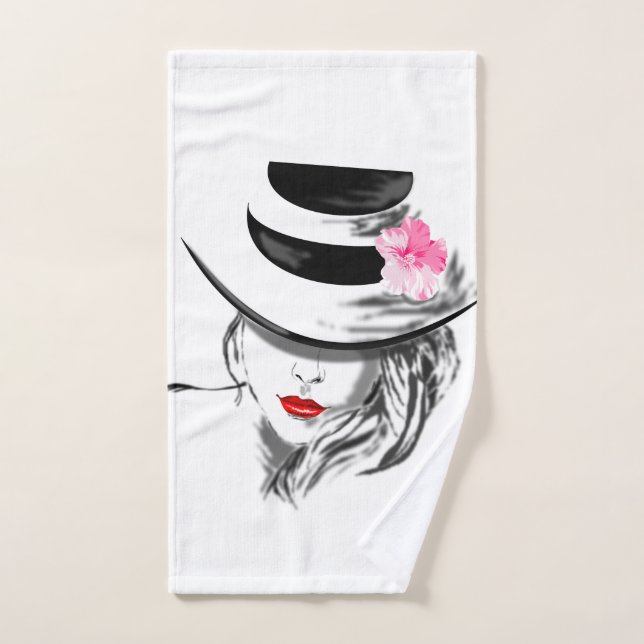 Mysteryous Lady Bath Towel Set Red Lips (Toalla de mano)
