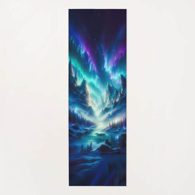 Mystic Aurora Mountain Yoga Mat – Fantasy Landscap (Anverso)
