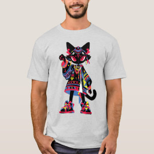 Mystic Kawaii Cat – Camiseta Tribal Espiritual Col