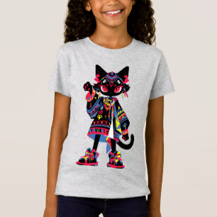 Mystic Kawaii Cat – Camiseta Tribal Espiritual Col