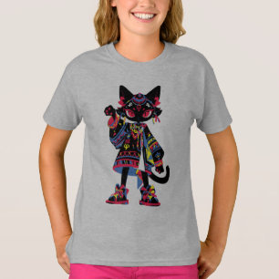 Mystic Kawaii Cat – Camiseta Tribal Espiritual Col