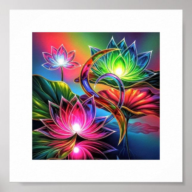 Mystic Neon Lotus Garden: arte espiritual brillant (Frente)