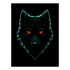 Mystic Neon Wolf Design Poster