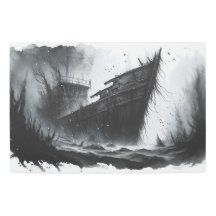 Mystic Shipwreck: arte acuático monocromo de Eerie