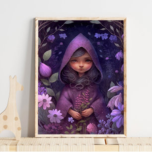 Mystic Woodland Purple Fairy Impresión de pared