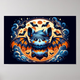 Mystical Bat Guardian: Poster de arte de Halloween