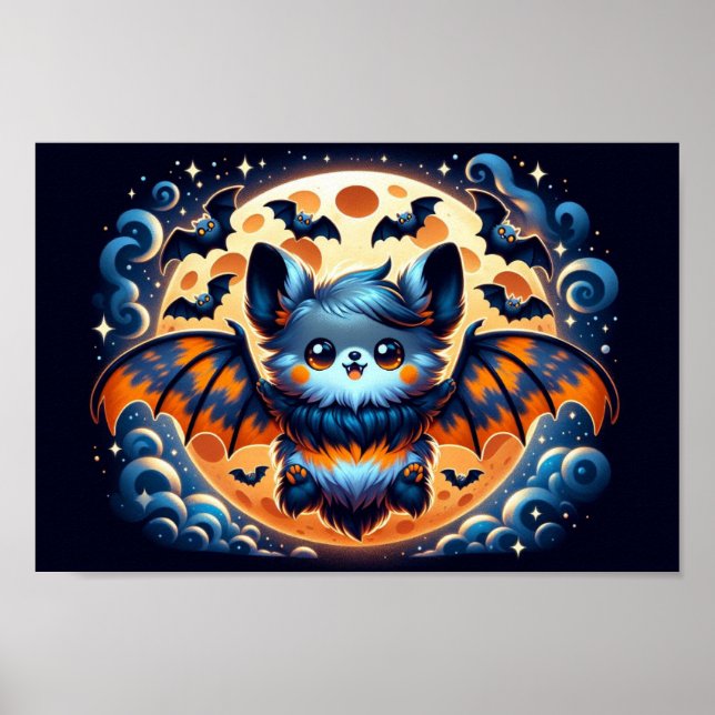 Mystical Bat Guardian: Poster de arte de Halloween (Frente)