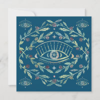 Mystical Eye Rosas Vines Magic Boho Square Card