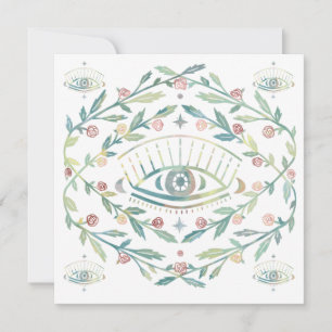 Mystical Eye Rosas Vines Magical Boho Blank Card