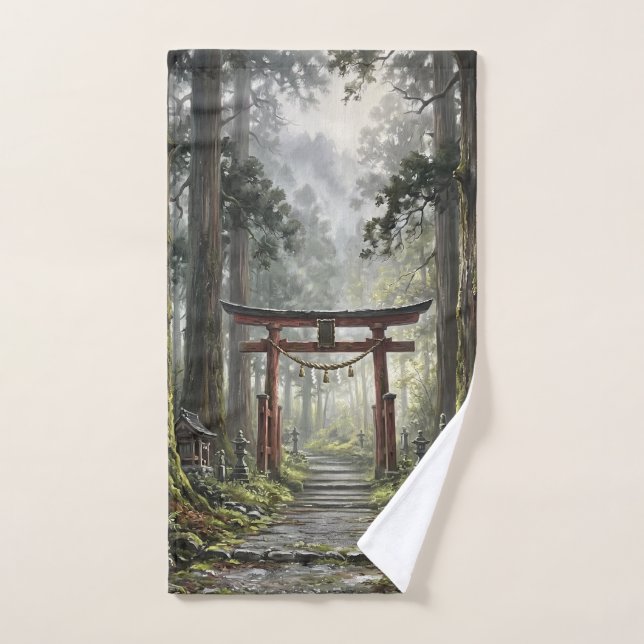 Mystical forest and torii gate that symbolizes it (Toalla de mano)