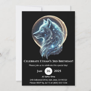 Mystical Galaxy Wolf Kids Invitación de cumpleaños