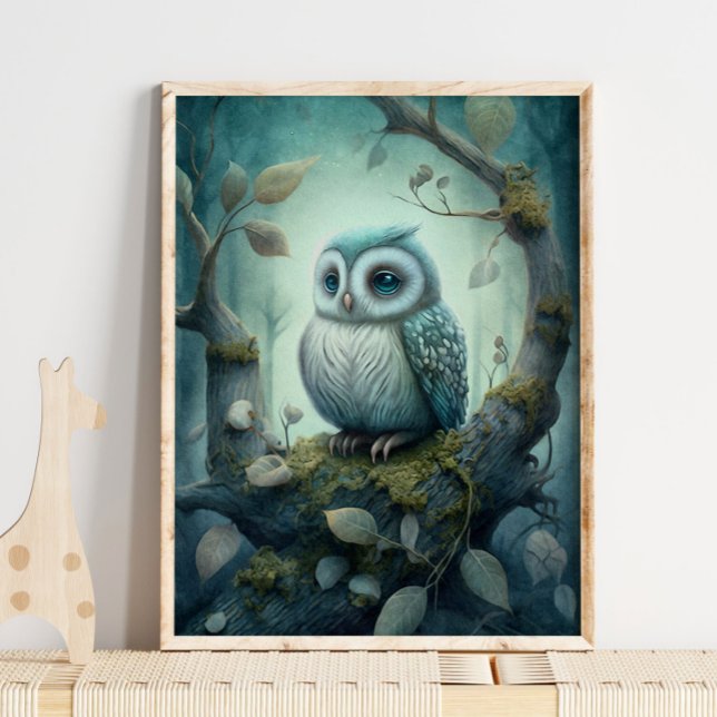 Mystical Green Forest Owl | Impresión de búho (Subido por el creador)