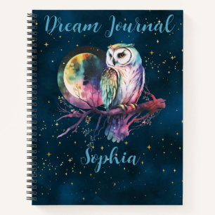 Mystical Rainbow Owl y diario celeste de luna llen