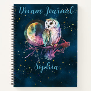 Mystical Rainbow Owl y diario celeste de luna llen
