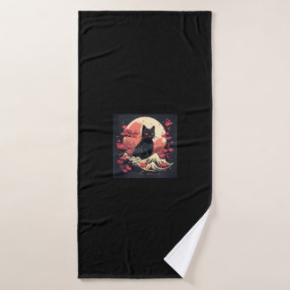Mystical Sakura Night_ Black Cat con Luna llena