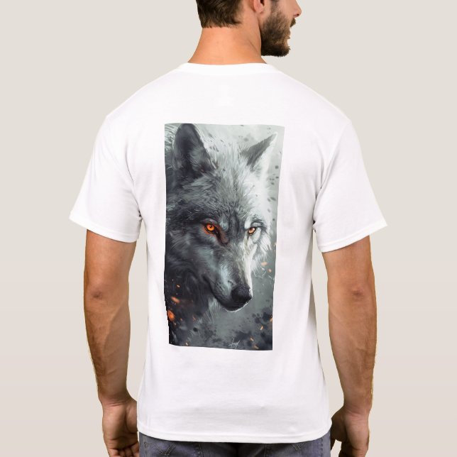 Mystical Silver Wolf Howling en la camiseta de la  (Reverso)