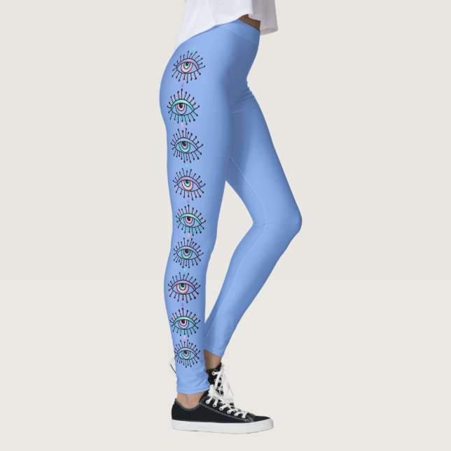 Mystical Spiritual Third Eyes Blue Leggings (Derecha)