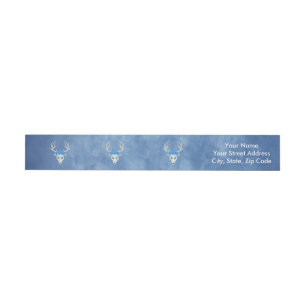 Mystical White Deer Head Antlers Rosas azules