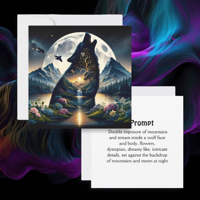 Mystical Wolf Howling en Moon Surreal Ai (Subido por el creador)