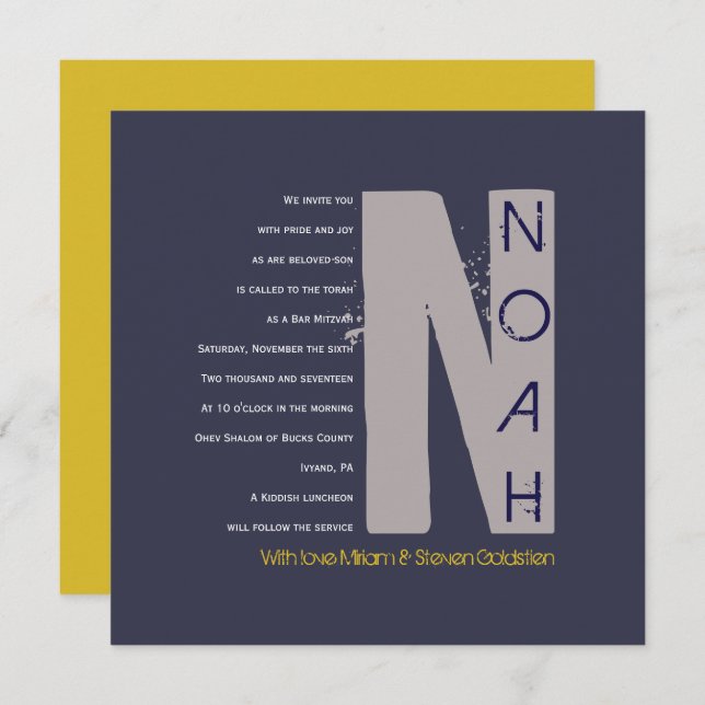 N Colección inicial Bar Bat Invitación Mitzvah (Anverso / Reverso)
