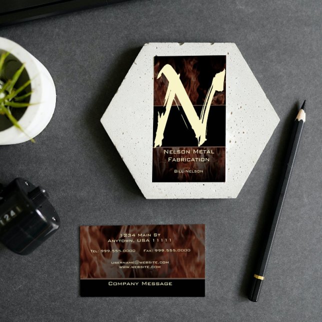 N Flame Monograma tarjeta de visita (N Flame Monogram Business Card)