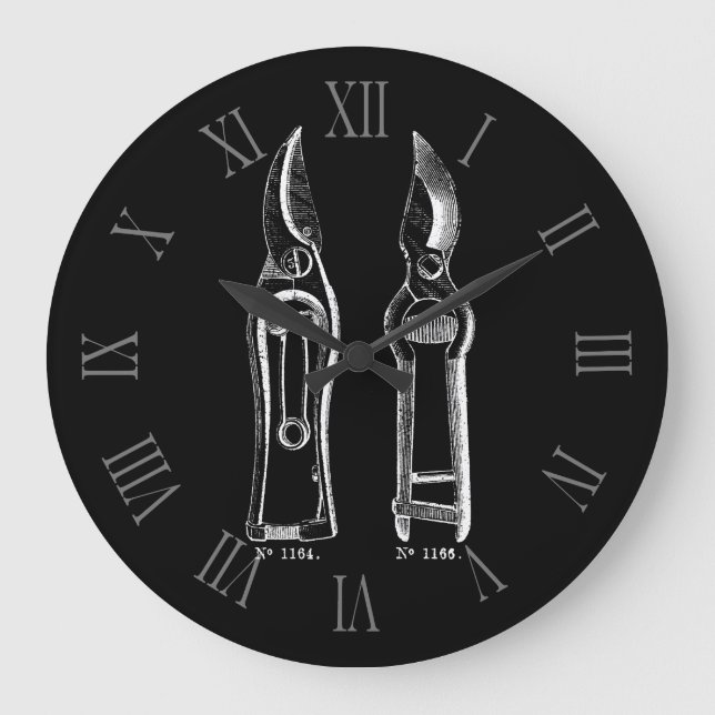 N Ilustracion Vintage Pruners Número romano Reloj (Anverso)