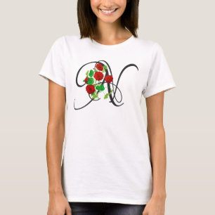 N inicial, camiseta de nasturcio vintage