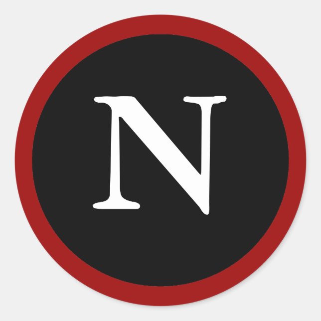 N: Letra N inicial N Pegatina rojo, blanco y negro (Anverso)