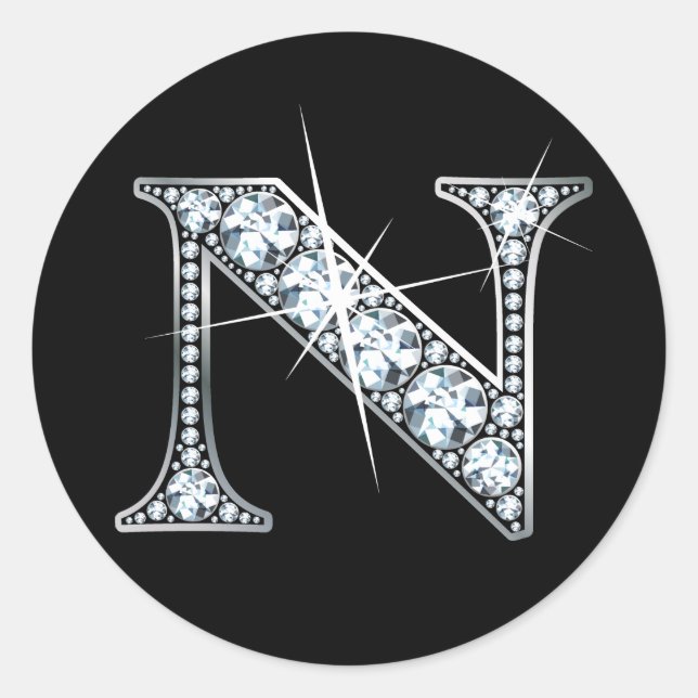 "N" Pegatina de Diamond Bling (Anverso)
