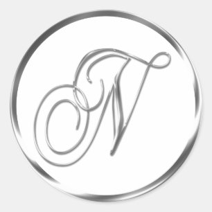 N Sobre De Plata Faux Monograma O Sello Favorito
